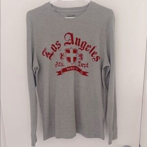 OLD NAVY Gray Long Sleeve Shirt with Red Los Angeles logo Size Medium UNISEX
